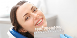woman getting fit for dental implants
