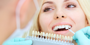 woman getting fit for dental implants